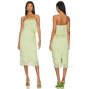 House of Harlow 1960 Marquise Fringe Midi Dress Strapless Cocktail Party Hoco S